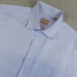 VTG Gitman Bros Shirt Herringbone Mens Size 15.5/34 Blue Made In USA